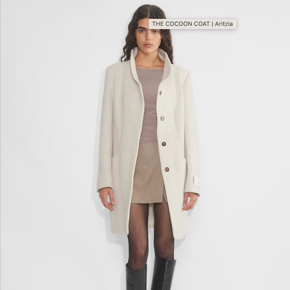 Aritzia Wilfred The Cocoon Coat Heather Light Oatmeal - Picture 1 of 8